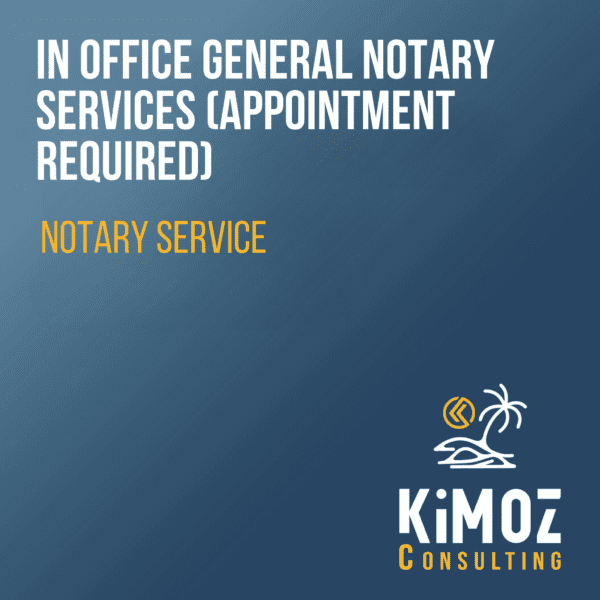 In office General Notary Services (appointment required)